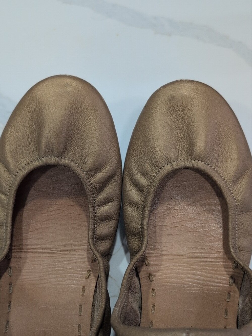 Tieks Gold Ballet Flats with Teal Accent - Picture 7 of 7